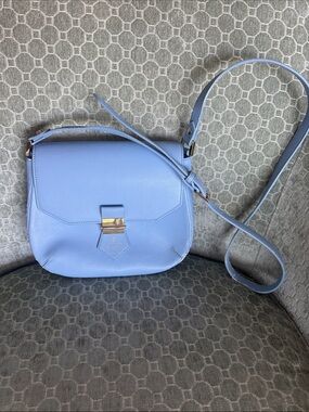 Lanvin Sky Blue Crossbody Bag with Gold Closure.  Project Bag